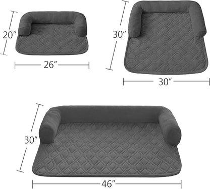 Ameritex Pet Dog Bed Coral Fleece Furniture Cover with Anti-slip Back Suitable for Bed and Sofa Super Soft (Large-46 x30, Grey)