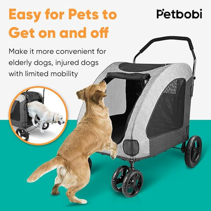 Petbobi Animal Stroller for Large Pet Jogger Stroller 2 Dogs 4 Wheel 120 lbs