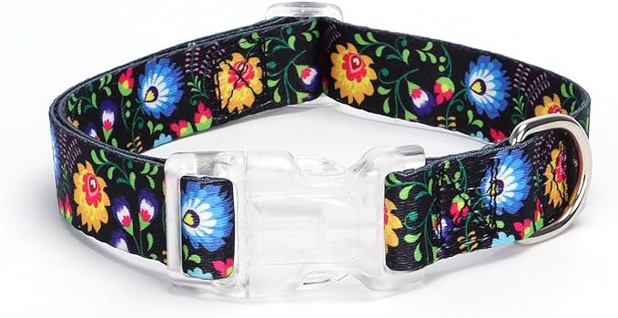 Dog Collar for Small Medium Large Dogs, Adjustable Soft Puppy Cats Collars Multicolor Patterns Collars Adjustable for Dogs Girl Boy Puppy Walking Running Training (S, Black)