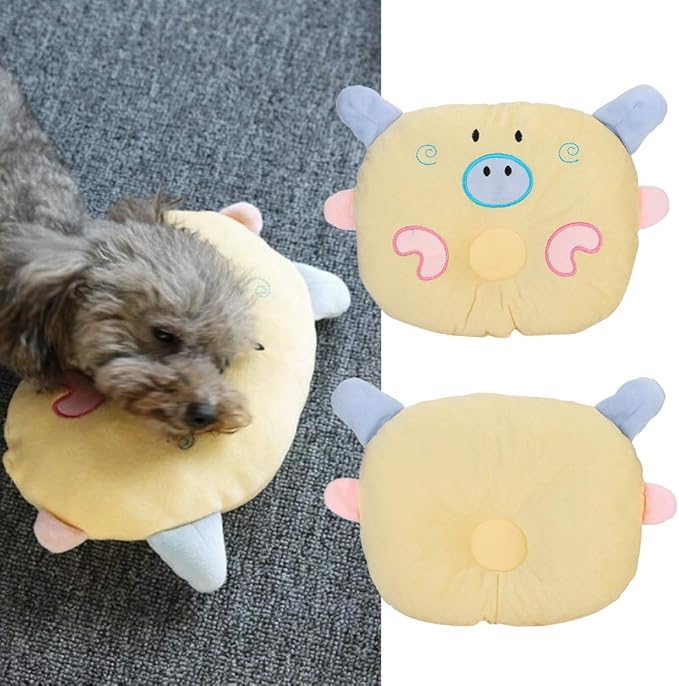 Pet Pillow for Dogs and Cats, Soft Dog Bed Pillows, Cat Dog Sleeping Pillows for Cervical Spine, Machine Washable Pet Calming Toy(Yellow)