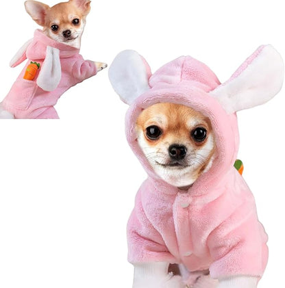 Easter Dog Bunny Costume Pet Dog Costume Puppy Hoodies Dog Clothes Rabbit Ears Hat Outfit Halloween Party Supplies for Small Dogs Cats