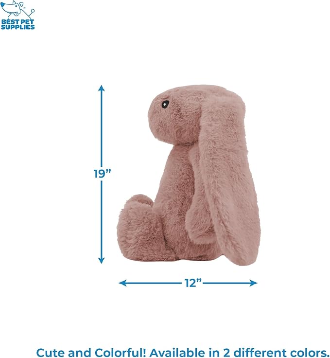 Best Pet Supplies Interactive Bunny Buddy Dog Toy with Crinkle and Squeaky Enrichment for Small and Medium Breed Puppies or Dogs, Cute and Plush - Bunny (Mauve)