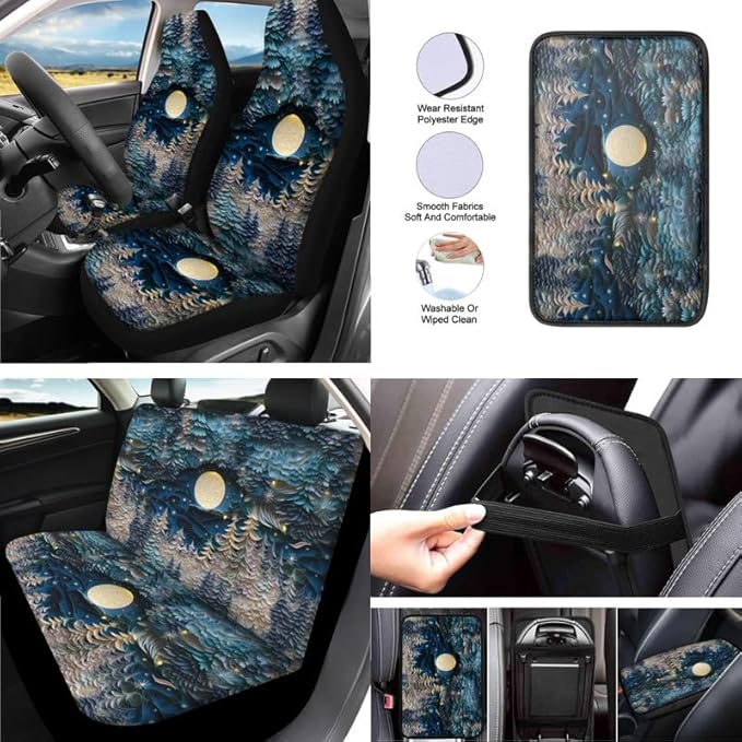 Moon Forest Paper Sculpture Car Seat Covers Full