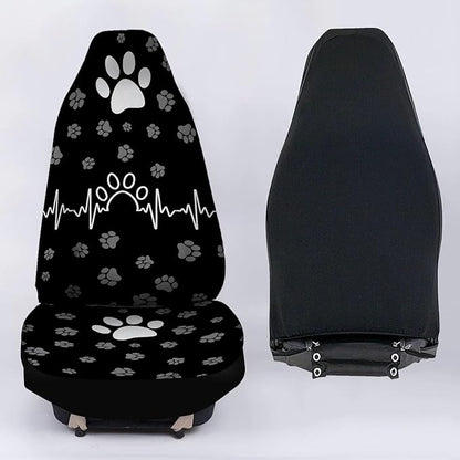 White Paw Waveform Printed Auto Front Seats Protector