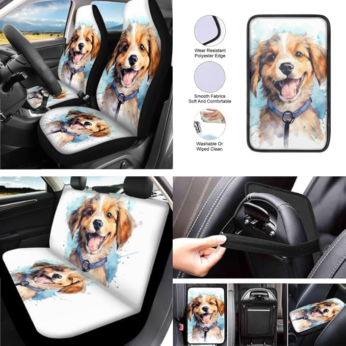 Watercolor Golden Hair 13 PCS Car Accessories Set