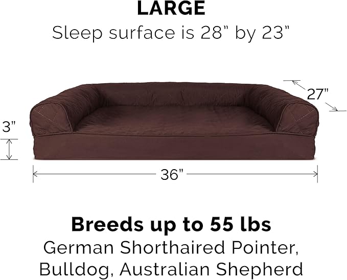 Furhaven Orthopedic Dog Bed for Large/Medium Dogs w/ Removable Bolsters & Washable Cover 55 lbs