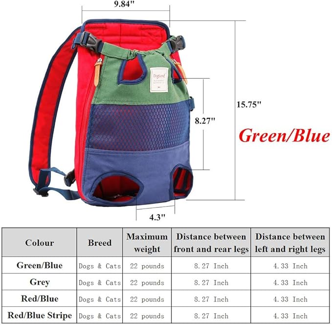 Dog Carrier Backpack, Pet Front Carrier Backpack Legs Out Dog Chest Carrier for Small Medium Dogs, Hands-Free Cat Backpack Carrier Dog Travel Backpack Airline Approved Hiking Bike Motorcycle