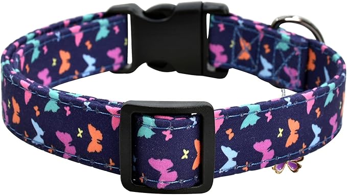 Flower Patterns Dog Collar with Accessories Dogs(Butterfly2 M)