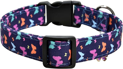 Flower Patterns Dog Collar with Accessories Dogs(Butterfly2 L)