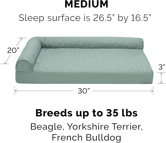 Furhaven Cooling Gel Dog Bed for Medium/Small Dogs w/ Removable Bolsters & Washable Cover 35 lbs