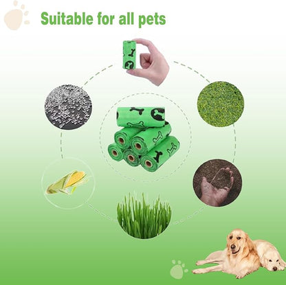Poop Bags For Dog 240 Counts Waste Bags For Dog Poop Green16 Refill Rolls Doggie Poop Bags With Free Dispenser 100% Leak-Proof