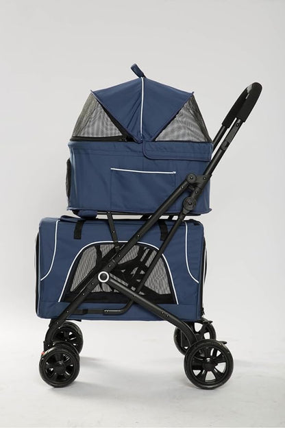 Pet Stroller with 2 Detachable Carriers