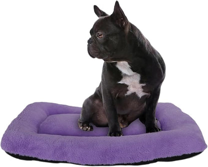 18x24 Dog Crate Bed Washable,Dog Crate Bed 24x18 Purple Fluffy Plush Calming Anti Anxiety Pet Bed for 25lb Dog,Small Dog Bed for Crate 24 Inch Luxury Faux Fur Soft Cozy Sleep with Anti-Slip Bottom