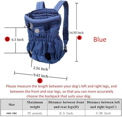 Dog Carrier Backpack, Pet Front Carrier Backpack Legs Out Dog Chest Carrier for Small Medium Dogs, Hands-Free Cat Backpack Carrier Dog Travel Backpack Airline Approved Hiking Bike Motorcycle