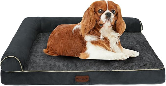 Orthopedic Dog Bed Waterproof Large Dog Bed with Removable Bolsters & Washable Cover 39" x 23" x 7" Dark