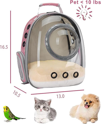 Bubble Cat Carrier Backpack Transparent Pet Carrier Backpack for Small Puppy and Bunny (Pink, Backpack)