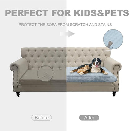 Waterproof Dog Bed Cover, Soft Plush Pet Blanket with Anti-Slip Back for Bed Couch Sofa, Furniture Protector for Small, Medium and Large Dogs and Cats (LightGrey-Bubble, 52"x82")