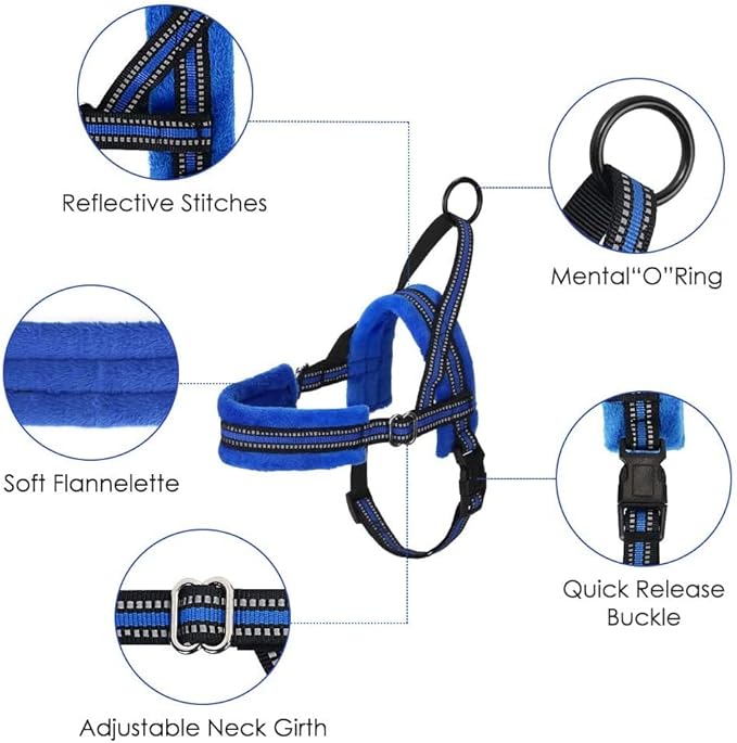 Lukovee Dog Harness and Leash Set, Soft Padded Small Dog Harness, Neck & Chest Adjustable Reflective Vest Puppy Harness with 4ft Lightweight Anti-Twist Dog Leash for Small Dogs (Small, Blue)