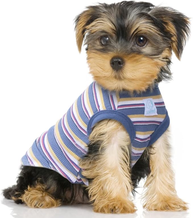 Striped Teacup Pet Dog T-Shirts 100% Cotton 3X-Small