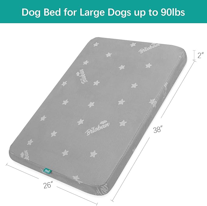 Waterproof Dog Beds for Large Dogs 38" x 26", Washable Large Dog Bed Pad or Outdoor Pet Bed, Memory Foam Dog Beds & Furniture, Grey Large Dog Mat for Sleeping