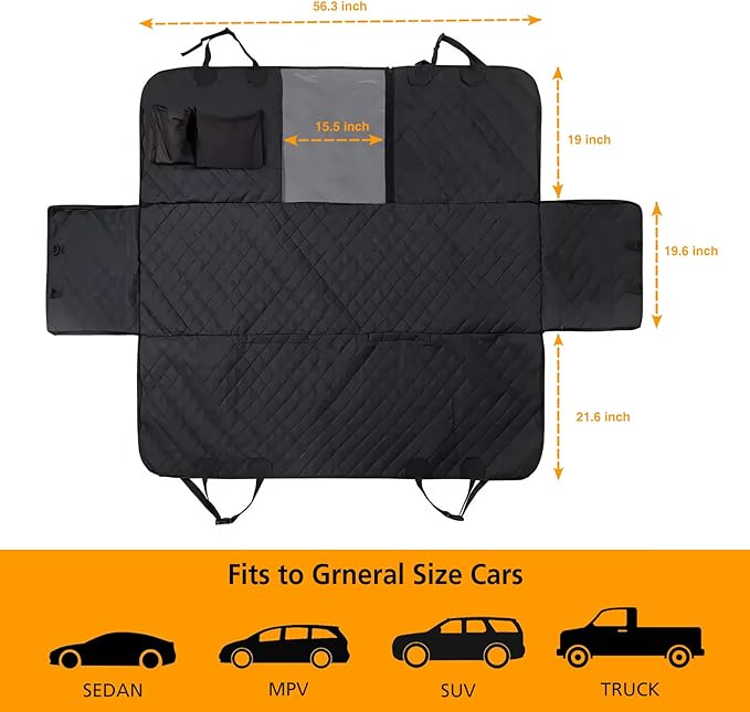 Dog Seat Cover Back Seat Pet Cover 100% Waterproof Scratchproof Dog Hammock Non-Slip Pet Liner Dog Back Seat Pet Mat for Interior Accessories (Model Y