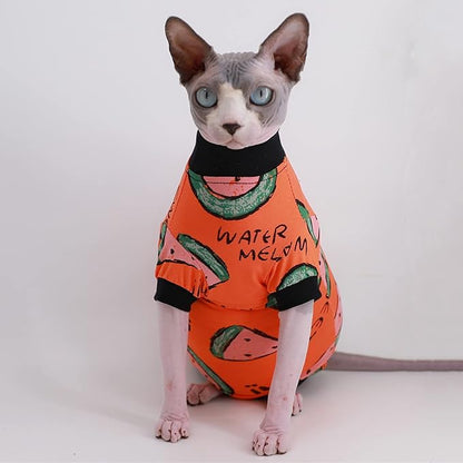 Sphynx Hairless Cat Cute Summer Cotton T-Shirts Pet Clothes 1))