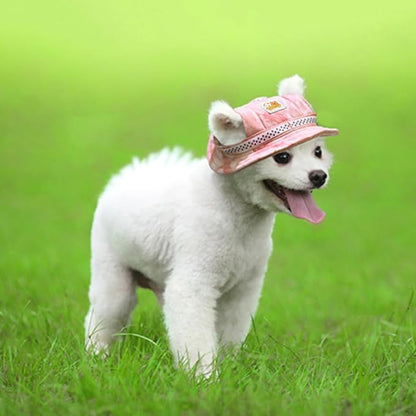 Leconpet Princess Pet Hat Dog Caps Hats with Neck Strap Adjustable Comfortable Ear Holes for Small Medium Dogs in Outdoor Sun Protection (M