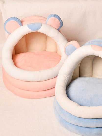 QWINEE Indoor Cat Bed Cave with Removable Cushion