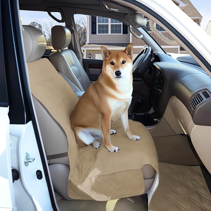 Deluxe Quilted and Padded Dog Pet Car Single Seat Cover with Comfort Fabric and Non-Slip Back Best for Car Truck and SUV 21" Wx72