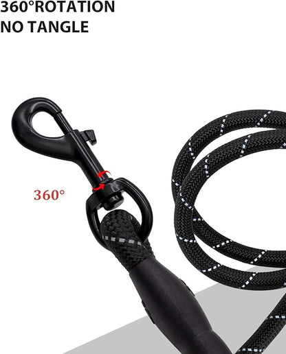 Dog Leash Heavy Duty 4/5/6FT Reflective 6'*1/2'', Black