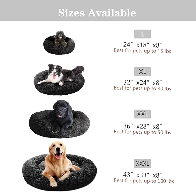MFOX Calming Dog Bed (L/XL/XXL/XXXL) for Medium and 25/35/55/100lbs