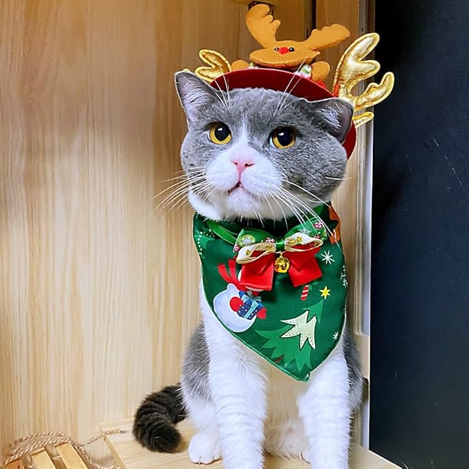 Christmas Costume for Pet Merry Christmas Bandanna Christmas Hat for Dog Cat Christmas Bandanna (Small)