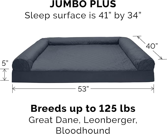 Furhaven Memory Foam Dog Bed for Large Dogs w/ Removable Bolsters & Washable Cover 125 lbs