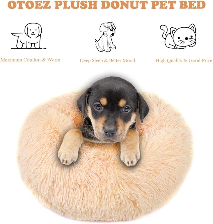otoez Round Donut Dog Bed for Large Dogs (39.3", Oatmeal)