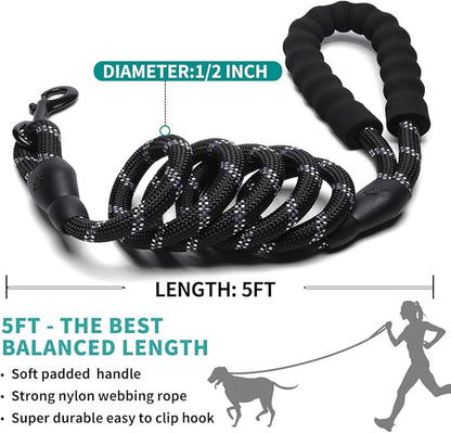 COOYOO Dog Leash 5/6 FT with Comfortable Padded