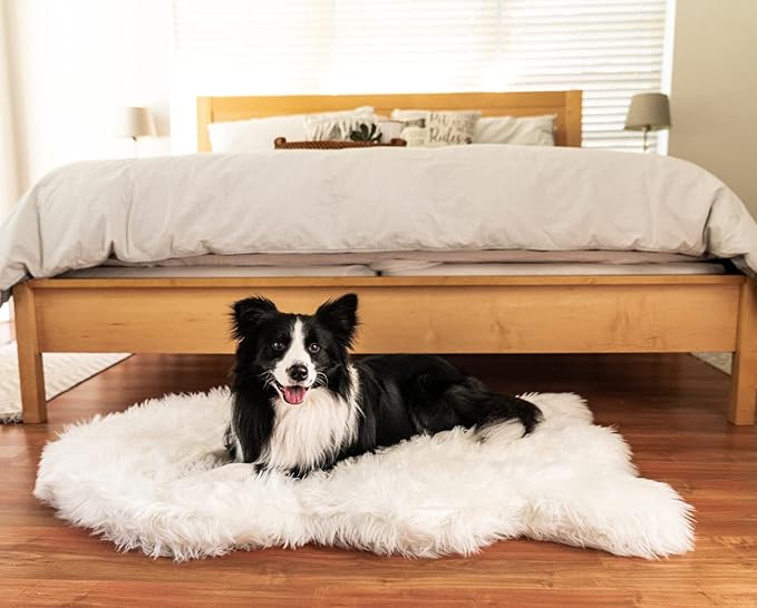 PupRug Orthopedic Dog Bed for Large Dogs with Fluffy Soft Faux Fur and Memory Foam for Joint Pain Relief