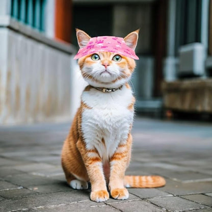 PET SHOW Dog Baseball Cap Dog Paw Print Peaked Cap Pet Sun Hats with Ear Holes Sport Hat for Small Medium Doggies Adjustable Drawstring Puppies Cats Visor Hat Girls Boys Pink/XS