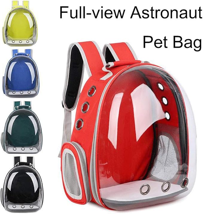 Magik Astronaut Pet Cat Dog Kitten Puppy Carrier Backpack Travel Full-View Breathable Bag Case Capsule for Small Dog and Cats, Transparent Waterproof Hiking Camping, Airline Approved (Black)