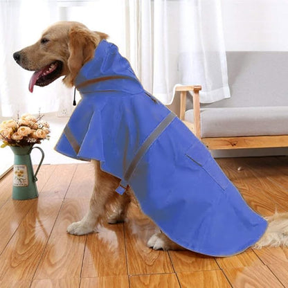 NACOCO Large Dog Raincoat Adjustable Pet Water Proof Clothes Lightweight Rain Jacket Poncho Hoodies with Strip Reflective (XXXL