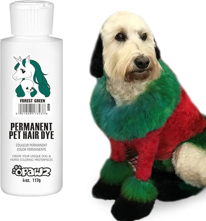 OPAWZ Permanent Dog Hair Dye, Pet Hair Dye Safely Used by Grooming Salons for a Decade, Pet Safe Dye Lasts Over 20 Washes, Bright Color for Dogs and Horses (Forest Green)