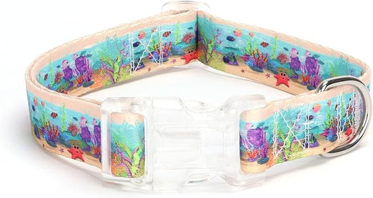 Dog Collar for Small Medium Large Dogs, Adjustable Soft Puppy Cats Collars Multicolor Patterns Collars Adjustable for Dogs Girl Boy Puppy Walking Running Training (S, Ocean)