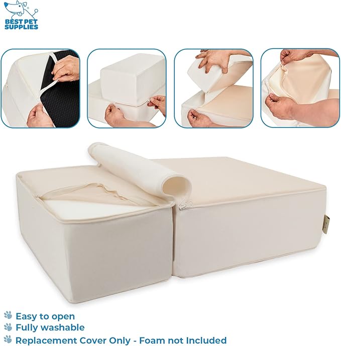 Best Pet Supplies Foldable Pet Stairs Cover for Foam Dog Ramps 2-Step