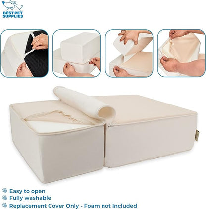 Best Pet Supplies Foldable Pet Stairs Cover for Foam Dog Ramps 2-Step