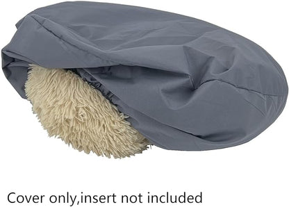 Elastic Round Dog Bed Cover Waterproof 30" Grey