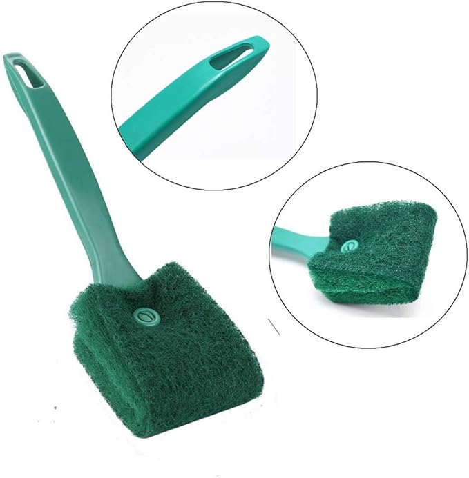 Fish Tank Brush Aquarium Cleaning Tool Green Fish Tank Double-Sided Cleaning Brush for Cleaning Fish Tanks(Short Handle Green*4)