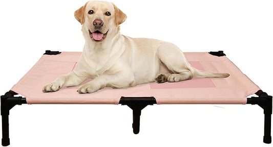 Large Dog Cot Bed Outdoor Waterproof Outdoor,Pink,36 * 30 * 7 inches