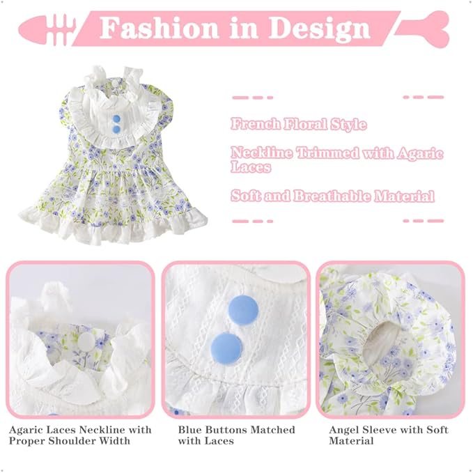 Floral Dog Princess Dress Cute Dog Skirt