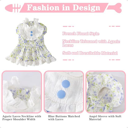 Floral Dog Princess Dress Cute Dog Skirt