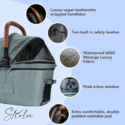 Luxury Pet Stroller & Personal Folding Shopping Cart on Premium Wheels – Lightweight Aluminum Frame – Removable Bassinet