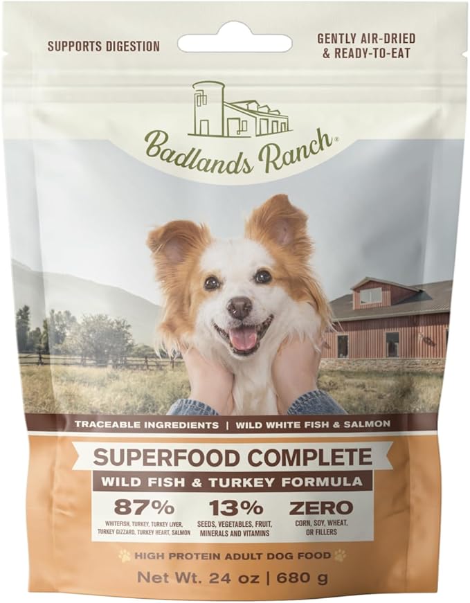 by Katherine Heigl- Superfood Complete, Air-Dried Adult Dog Food - High Protein, Zero Fillers, Superfood Nutrition (24 oz. Wild Fish and Turkey Formula)